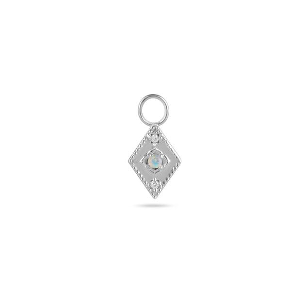 Australian Opal & White Sapphire Detail Earring Charm Sterling Silver