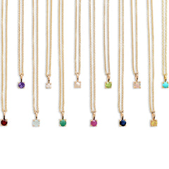 Mini Birthstone Necklace 9K Gold