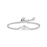 Diamond Solitaire Adjustable Chain Ring 9k White Gold
