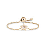Diamond Star Adjustable Chain Ring 9k Gold