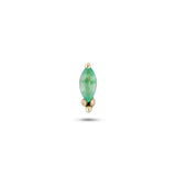 A single marquise cut emerald beaded flat back earring in 9k gold, displayed against a white background.