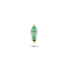 A single marquise cut emerald beaded flat back earring in 9k gold, displayed against a white background.