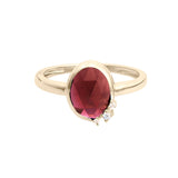 Rhodolite Garnet, Moonstone & White Sapphire Ring 9k Gold