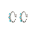 Mini Turquoise Trilogy Huggie Hoop Earring Pair Sterling Silver - Zohreh V. Jewellery