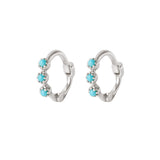 Mini Turquoise Trilogy Huggie Hoop Earring Pair Sterling Silver - Zohreh V. Jewellery