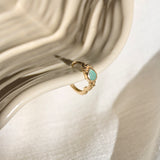 Amazonite huggie solid gold