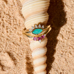 Amazonite Eye Ring on shell