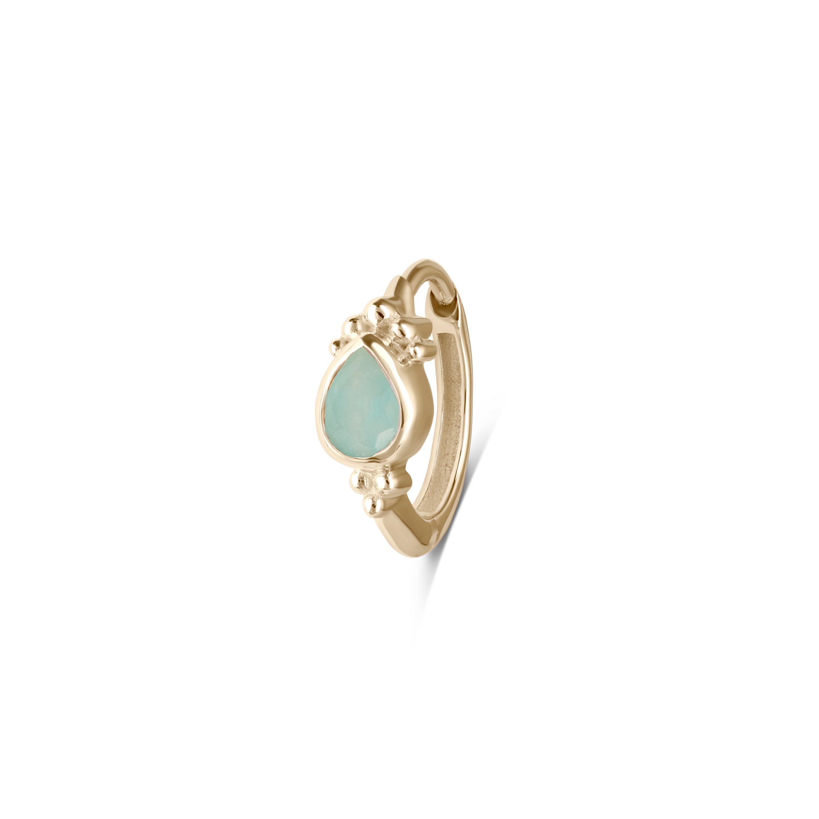 Amazonite solid gold huggie