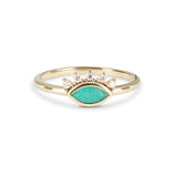Amazonite & Lab Grown Diamond Eye Ring 9k Gold