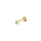 DiamondTriangleFlatBackEarring14kGold white background