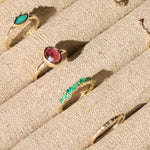 Stones rings gold on tray