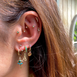 Flat Back Earrings Solid Gold on model