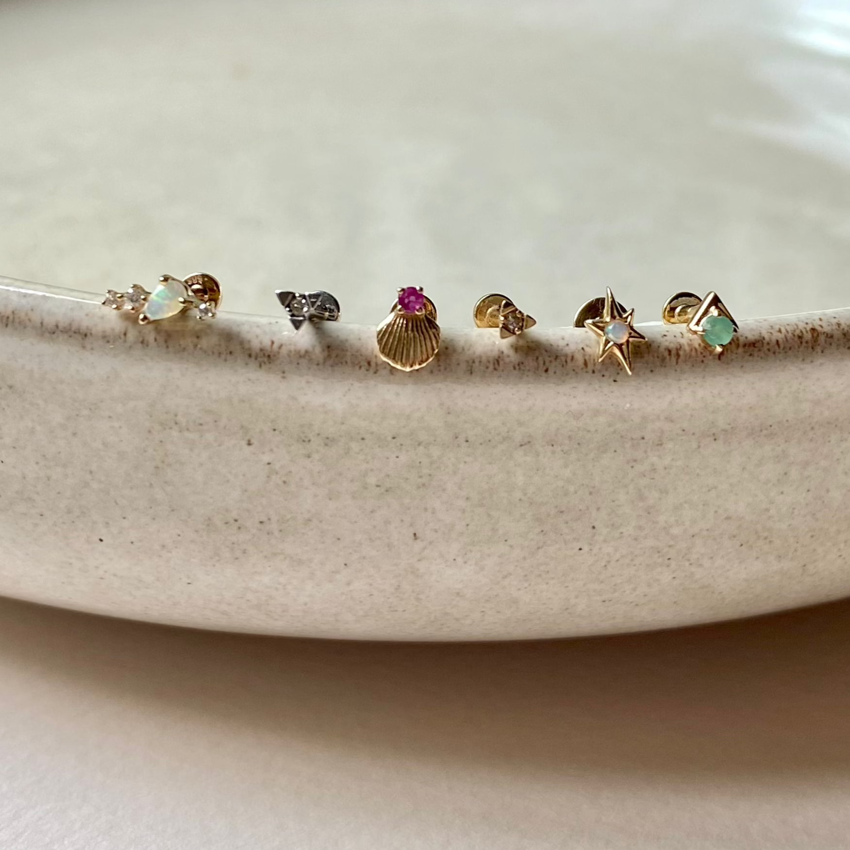 Flat Back Earrings on bowl