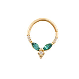 Green Tourmaline & Diamond Daith Hoop 9k Gold