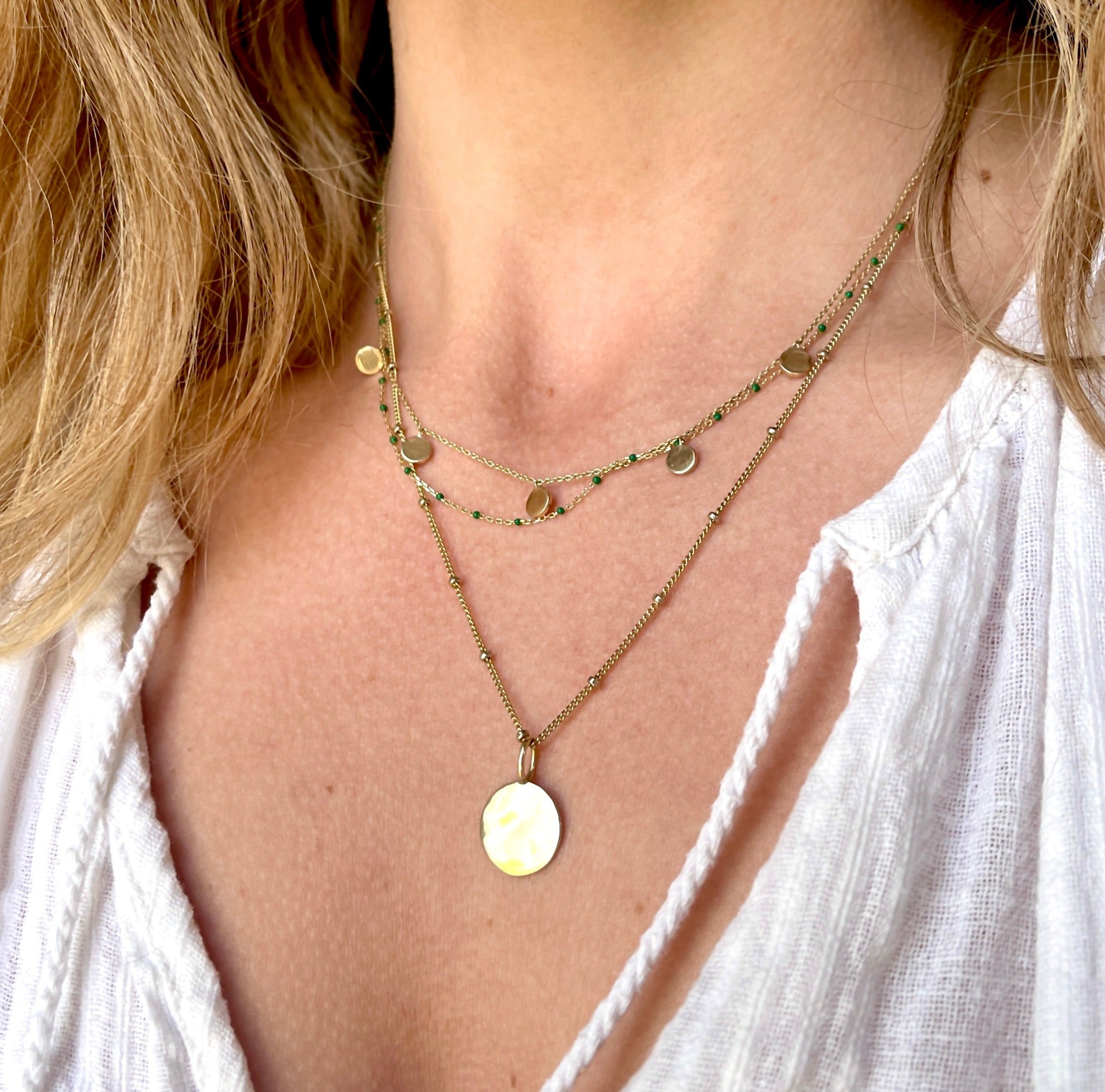 Organic Coin Pendant 9k Gold - Zohreh V. Jewellery