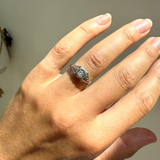 18kt White Gold Hexagon Diamond Deco Vintage Ring