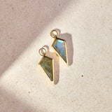 Labradorite Rhombus Earring Charm 9k Gold on hard surface