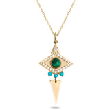 Limited Edition Malachite Eye Necklace 9k Gold