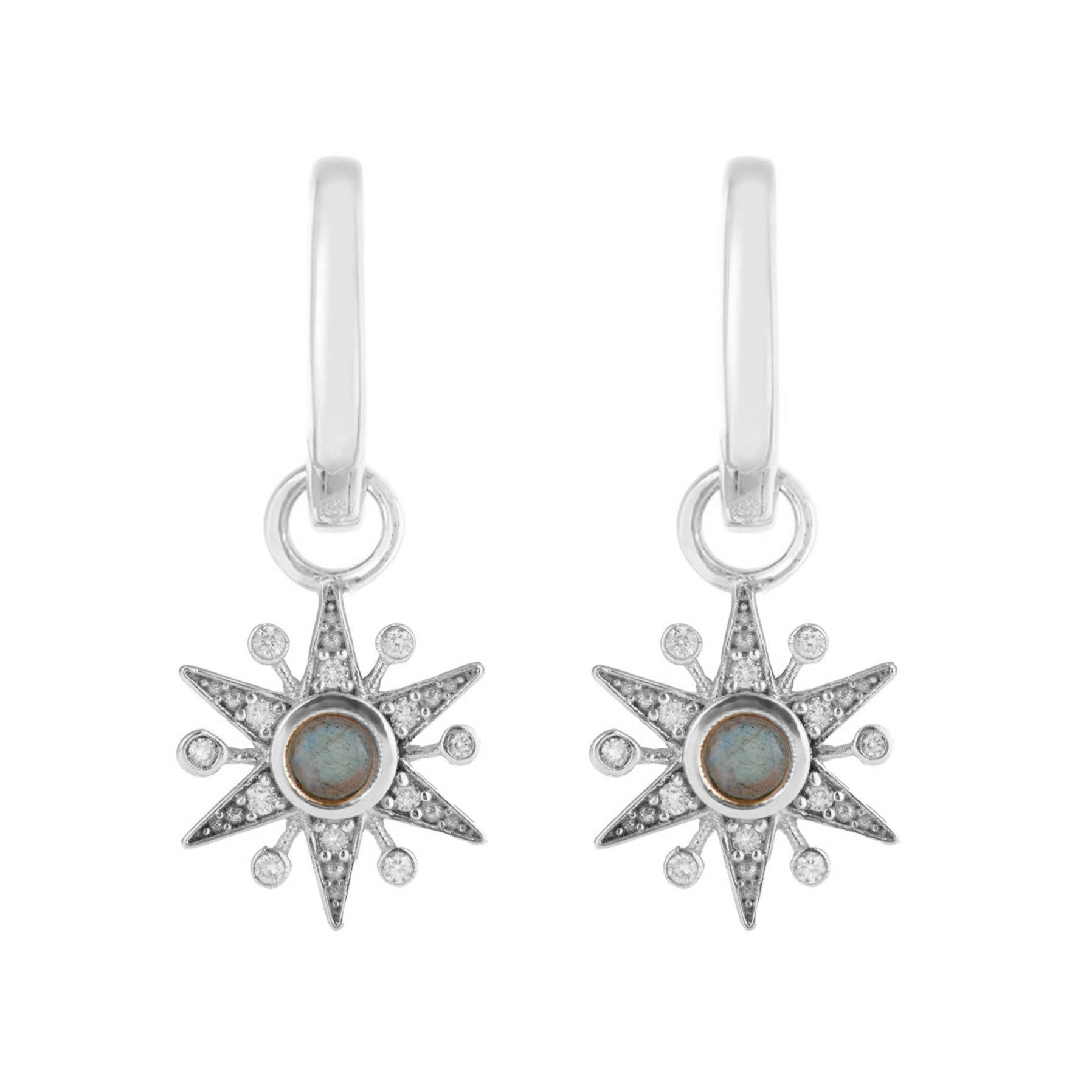 Limited Edition White Gold Star Hoops white background