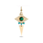 Evil Eye Malachite Pendant 9k Gold white background
