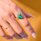 solid gold gemstone rings on model