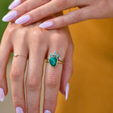 gemstone ring solid gold on model hand