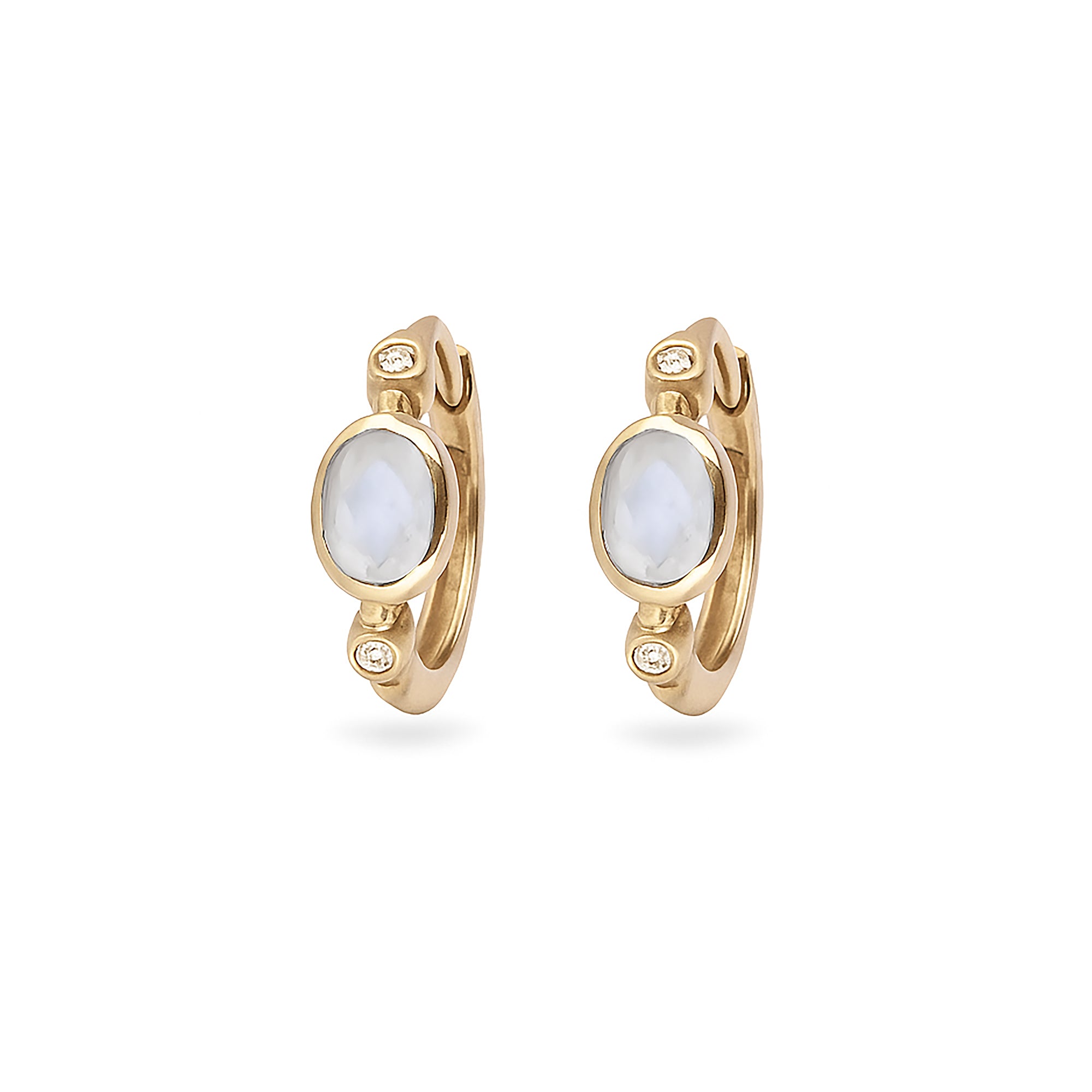 gold moonstone huggie white background