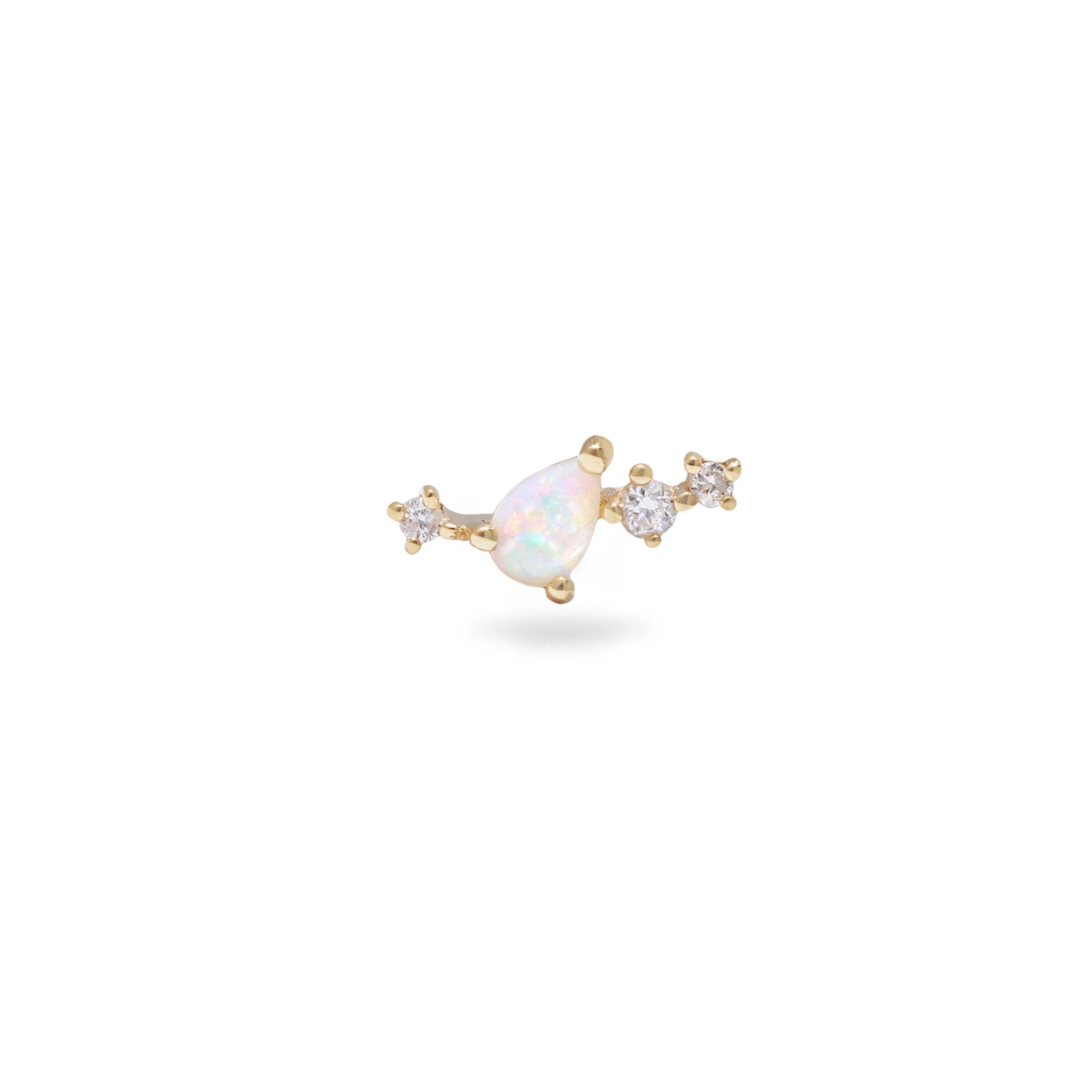 Opal & Diamond Flat Back 14k Gold white back