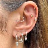 Diamond Triangle Flat Back Earring 14k White Gold