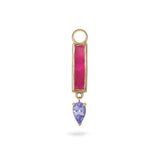 Pink Quartz & Tanzanite Earring Charm 9k Gold