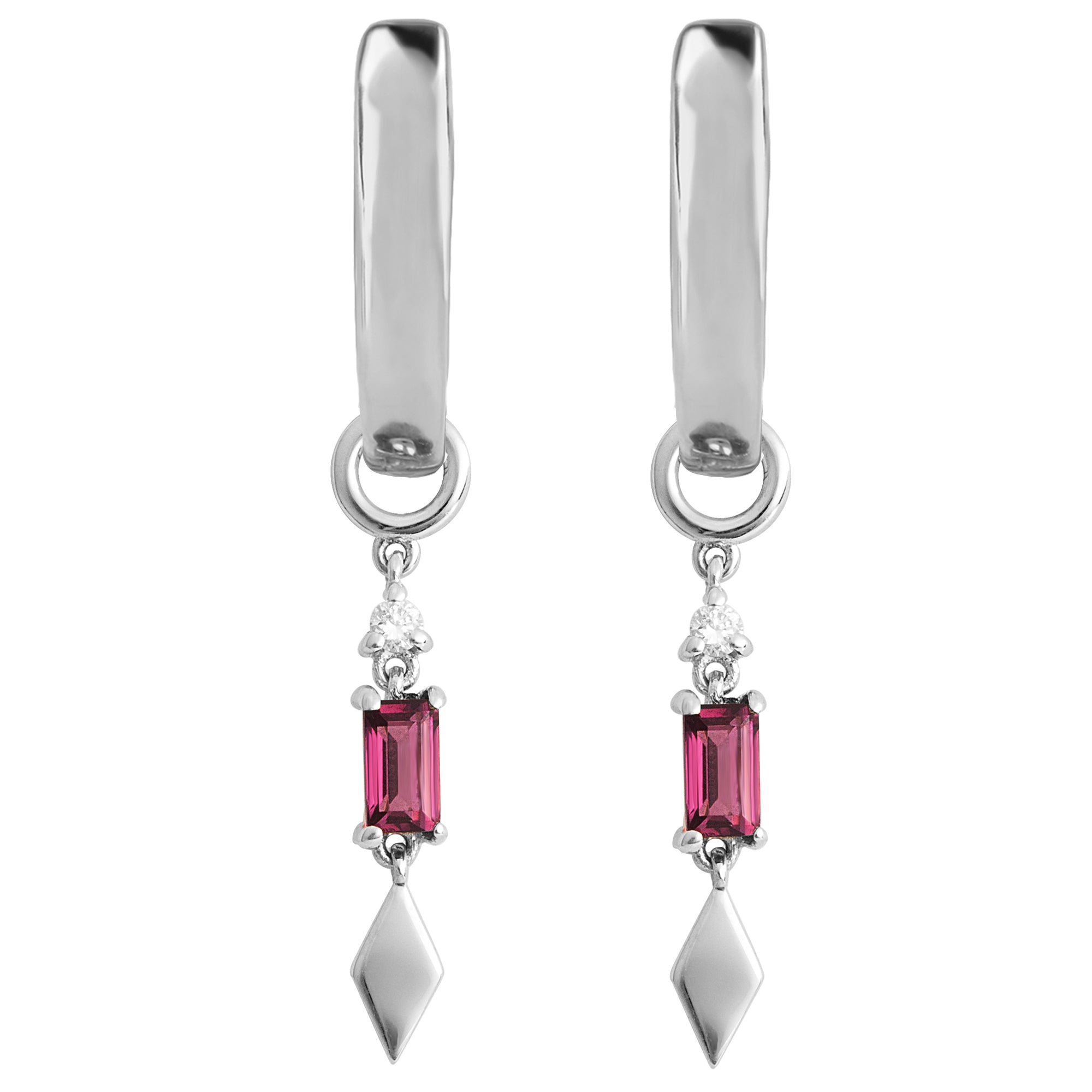 rhodolite hoops sterling silver