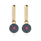 Sapphire & Ruby Pavé Disc Hoop Earrings 9k Gold - Zohreh V. Jewellery