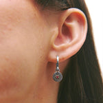 Sapphire & Ruby Pavé Disc Earring Charm 9k White Gold - Zohreh V. Jewellery