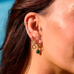 Solid gold earrings on ear