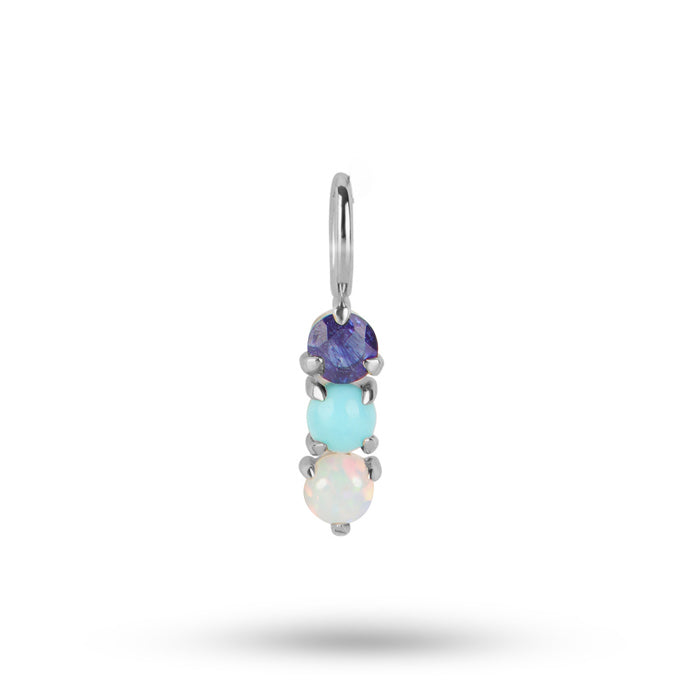 Trio Birthstone Pendant Sterling Silver white background