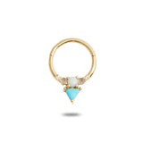 Turquoise, Opal, Labradorite & Diamond Daith Hoop 9k Gold