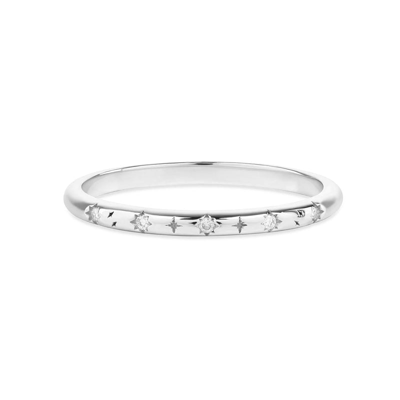 Celestial Diamond Band Ring 9k White Gold
