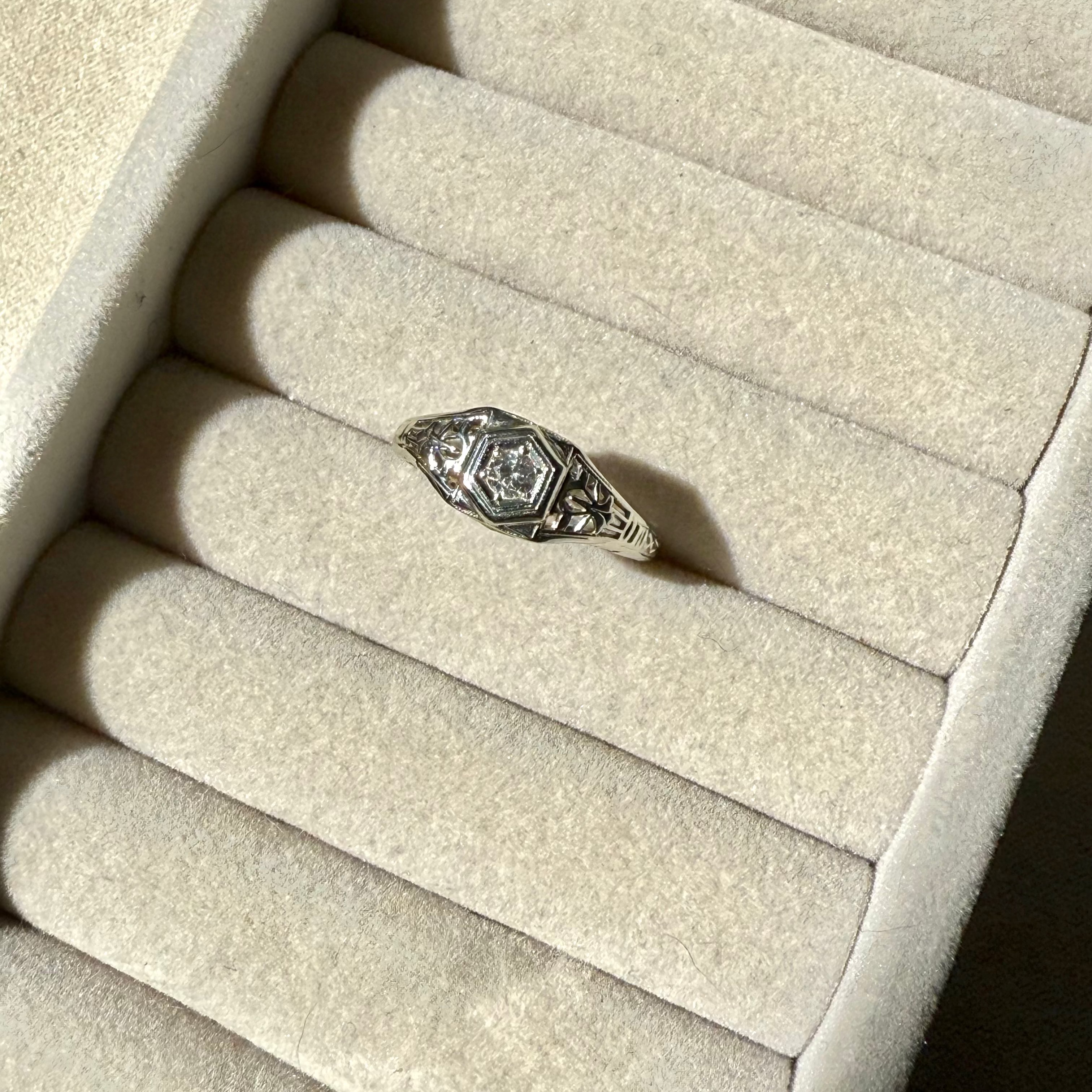 white gold ring in trey