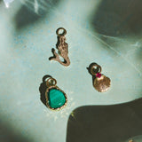 Malachite Pebble Earring Charm 9k Gold
