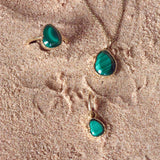 Malachite Pebble Ring 9k Gold