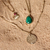 Malachite Pebble Pendant 9k Gold