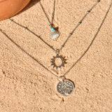 White Sapphire Mermaid Coin Pendant Sterling silver