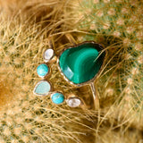 Malachite Pebble Ring 9k Gold