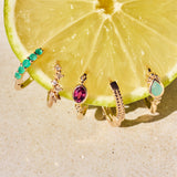 Amazonite Boho Huggie Hoop Earring 9k Gold