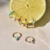 Green Tourmaline & Diamond Daith Hoop 9k Gold
