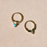Green Tourmaline & Diamond Daith Hoop 9k Gold