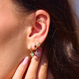 Amazonite Boho Huggie Hoop Earring 9k Gold