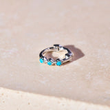 Mini Turquoise Trilogy Huggie Hoop Earring Pair Sterling Silver - Zohreh V. Jewellery