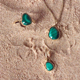 Malachite Pebble Earring Charm 9k Gold
