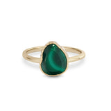 Malachite Pebble Ring 9k Gold